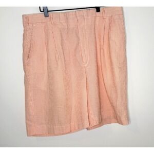 Virginia Tech Men's 38 Seersucker Orange‎ and White Shorts Hook and Bar Closure